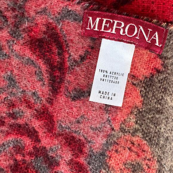 Romantic Whimsygoth Boho Floral Tapestry Fringe Scarf Vampire Red Roses Cozy - Picture 4 of 5